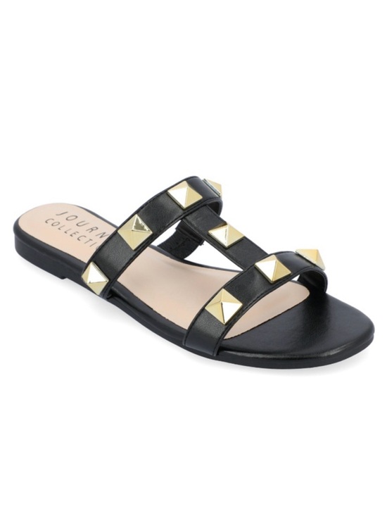 Journee Collection Shoes - Journee Collection Women's 9 Black & Gold Kendall Studded Sandals NIB